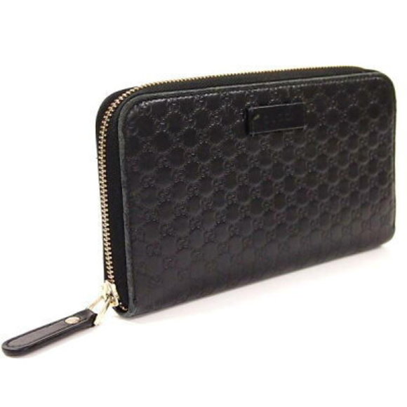 Gucci Shima Zip Long Wallet Black Leather Coin GG - Picture 1 of 1